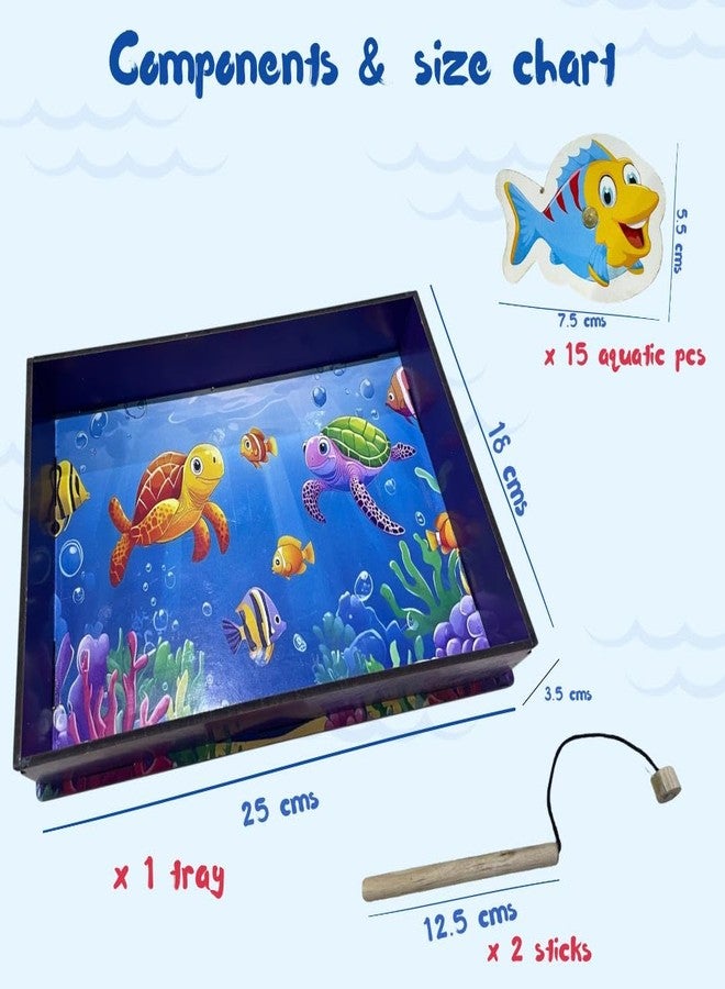*MUKESH* MUKESH Wooden Magnetic Fishing Game Toy |15 Pieces Fishes, 2 Sticks, 1 Tray| Fishing Magnetic Travel Toy| Develop Hand-Eye Coordination | Birthday Gifts| Fishing Game for Kids 3+ Years - Image 5